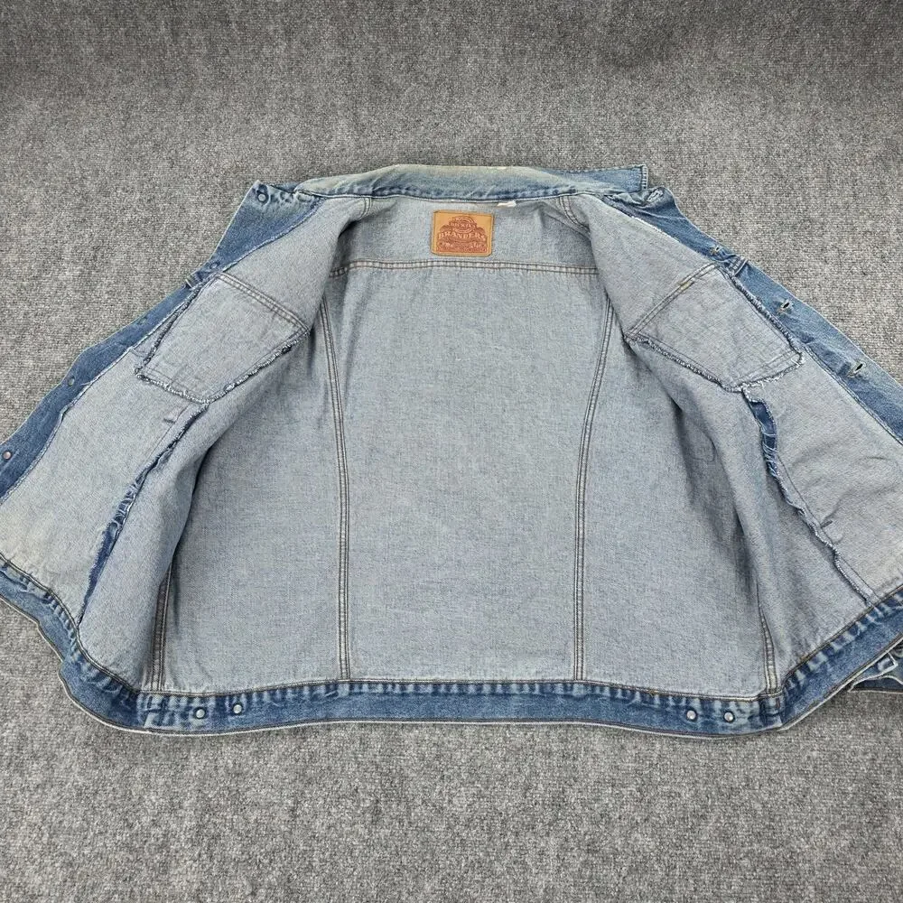Dickies Branders Denim Jacket Mens XXL Blue Trucker Vintage Distressed Workwear